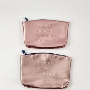 Ipsy 2Pcs Set Glam Bag March 2019 Strong Women Rose Gold Cosmetic Makeup Pouch
